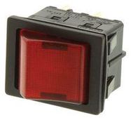 SWITCH, ROCKER, DPST, 16A, 125V, RED