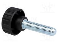 Knob; Ø: 32mm; Ext.thread: M10; 40mm; H: 22mm; polyamide; knurled ELESA+GANTER