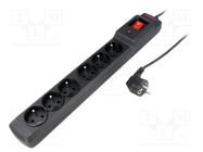 Plug socket strip: protective; Sockets: 6; 250VAC; 10A; black ARMAC