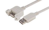 USB CABLE, 2.0 A PLUG-A RCPT, 13.1'