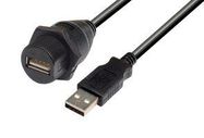 USB CABLE, 2.0, TYPE A PLUG-RCPT, 1'