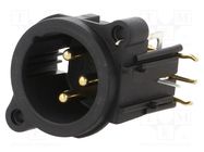 Connector: XLR; socket; male; PIN: 3; angled 90°; THT; black; 6A NEUTRIK