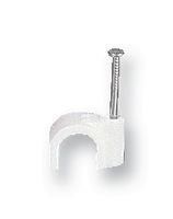 CABLE CLIP, PLASTIC, 8MM, WHITE, PK100