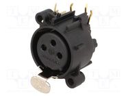 Connector: XLR; socket; female; PIN: 3; angled 90°; THT; black; 6A NEUTRIK