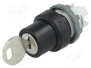 Switch: rotary with key; 22mm; Stabl.pos: 1; black; none; IP66 ABB