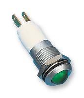 LED, M14, 24VDC, MATT CHROME, GREEN