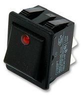 ROCKER SWITCH, DPST, ILLUM RED