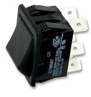 SWITCH, DPDT, 16A, 250VAC, BLACK