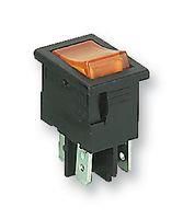 SWITCH, DPST, 10A, 250VAC, AMBER