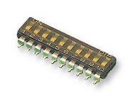 DIP SW, SPST, 0.025A/24VDC, 10 POS, SMD