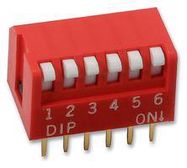 DIP SWITCH, 6POS, SPST-NO, PIANO KEY, TH