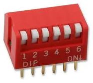 DIP SWITCH, 6POS, SPST-NO, PIANO KEY, TH