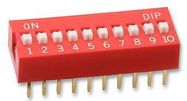 DIP SWITCH, 10POS, SPST-NO, SLIDE, TH