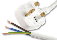 LEAD UK PLUG TO BARE END 13A WHT 2M