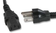 POWER CORD NEMA5-15P/IEC, 2M, 10A, BLACK