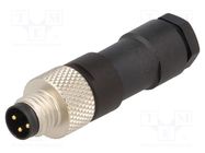 Connector: M8; male; PIN: 3; straight; for cable; plug; 4A; IP67; 60V MURR ELEKTRONIK