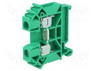 Splice terminal: rail; 0.5÷10mm2; ways: 1; terminals: 2; green; TS35 