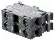 Contact block; 22mm; front fixing; Contacts: NO x2 ABB