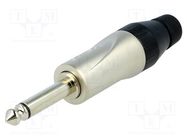 Connector: Jack 6,3mm; plug; male; mono; ways: 2; straight; silver AMPHENOL