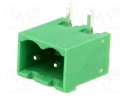 Pluggable terminal block; 5mm; ways: 2; angled; socket; male; THT ADAM TECH