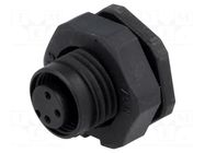 Connector: M12; socket; PIN: 3; female; 250V; IP68; THT; plastic; 4A AMPHENOL LTW