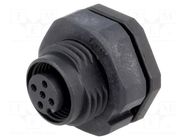 Connector: M12; socket; PIN: 5; female; 60V; IP68; THT; plastic; 4A AMPHENOL LTW