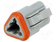 Connector: wire-wire; plug; female; AT; for cable; PIN: 3; grey; IP67 AMPHENOL