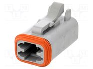 Connector: wire-wire; plug; female; AT; for cable; PIN: 4; grey; IP67 AMPHENOL