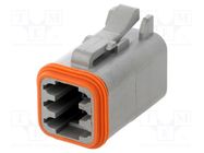 Connector: wire-wire; plug; female; AT; for cable; PIN: 6; grey; IP67 AMPHENOL