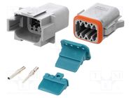 Connector: wire-wire; plug; male + female; AT; for cable; PIN: 8 AMPHENOL