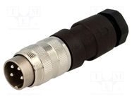 Connector: M16; plug; male; soldering; for cable; PIN: 4; 5A; 300V AMPHENOL