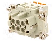 Connector: HDC; contact insert; female; CSH; PIN: 6; 6+PE; 16A; 600V ILME