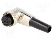 Connector: microphone; plug; female; PIN: 8; for cable; angled 90° CLIFF