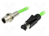 Adapter; M12 female socket,RJ45 plug; D code-Ethernet; PIN: 4 