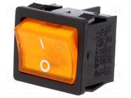 ROCKER; DPST; Pos: 2; ON-OFF; 6A/250VAC; orange; neon lamp; 250V SCI