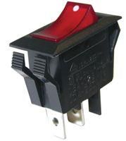 SWITCH, ROCKER ILLUMINATED, SPST, 15A, 250V, RED