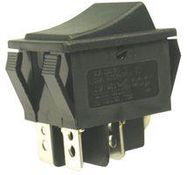 SWITCH, ROCKER, DPST, 15A, 250V, BLACK