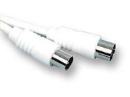 LEAD, COAX TV PLG-PLG, WHITE, 1M