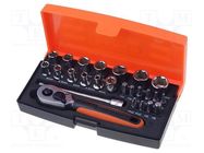 Wrenches set; 6-angles,socket spanner; tool steel; 25pcs. 