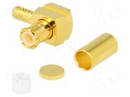 Connector: MCX; plug; male; angled 90°; 50Ω; soldering,crimped AMPHENOL RF