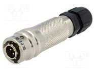 Connector: circular; plug; for cable; PIN: 3; male; soldering; 600V 