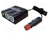 Cigarette lighter socket extension cord; Inom: 5A; 5V/2.5A PRO CAR