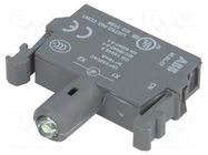 Illuminating unit; 22mm; Illumin: LED; front; 230VAC; green; 8÷15mA ABB