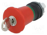 Switch: emergency stop with key; 22mm; Stabl.pos: 2; red; none 