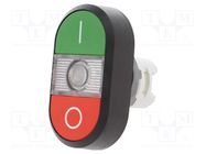 Switch: double; 22mm; Stabl.pos: 1; green/red; MLB-1; IP66; flat 