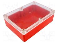 Enclosure: multipurpose; X: 126mm; Y: 176mm; Z: 57mm; ABS; red; gasket KRADEX