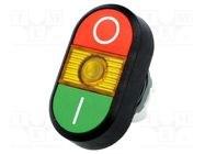 Switch: double; 22mm; Stabl.pos: 1; green/red; MLB-1; IP66; flat 