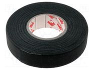 Tape: textile; W: 19mm; L: 25m; Thk: 0.25mm; caoutchouc; black; 8% SCAPA