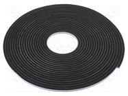 Tape: sealing; W: 6mm; L: 12m; Thk: 6mm; black; acrylic; PVC foam; 170% 