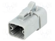 Connector: wire-wire; plug; female; ATP; for cable; PIN: 4; grey AMPHENOL